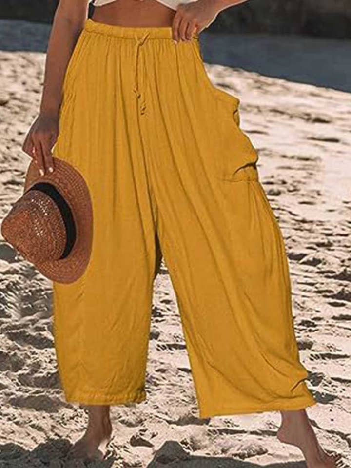 Damen Einfarbige Elastische Taillenbund Taschenhose SKP5KC68 für den Großhandel von Sweetkama