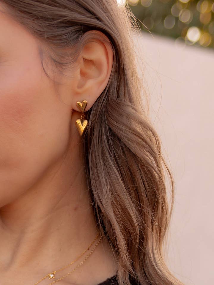 Titanium Steel Minimalist Heart Earring and Necklace Set for wholesale by Krush Kandy