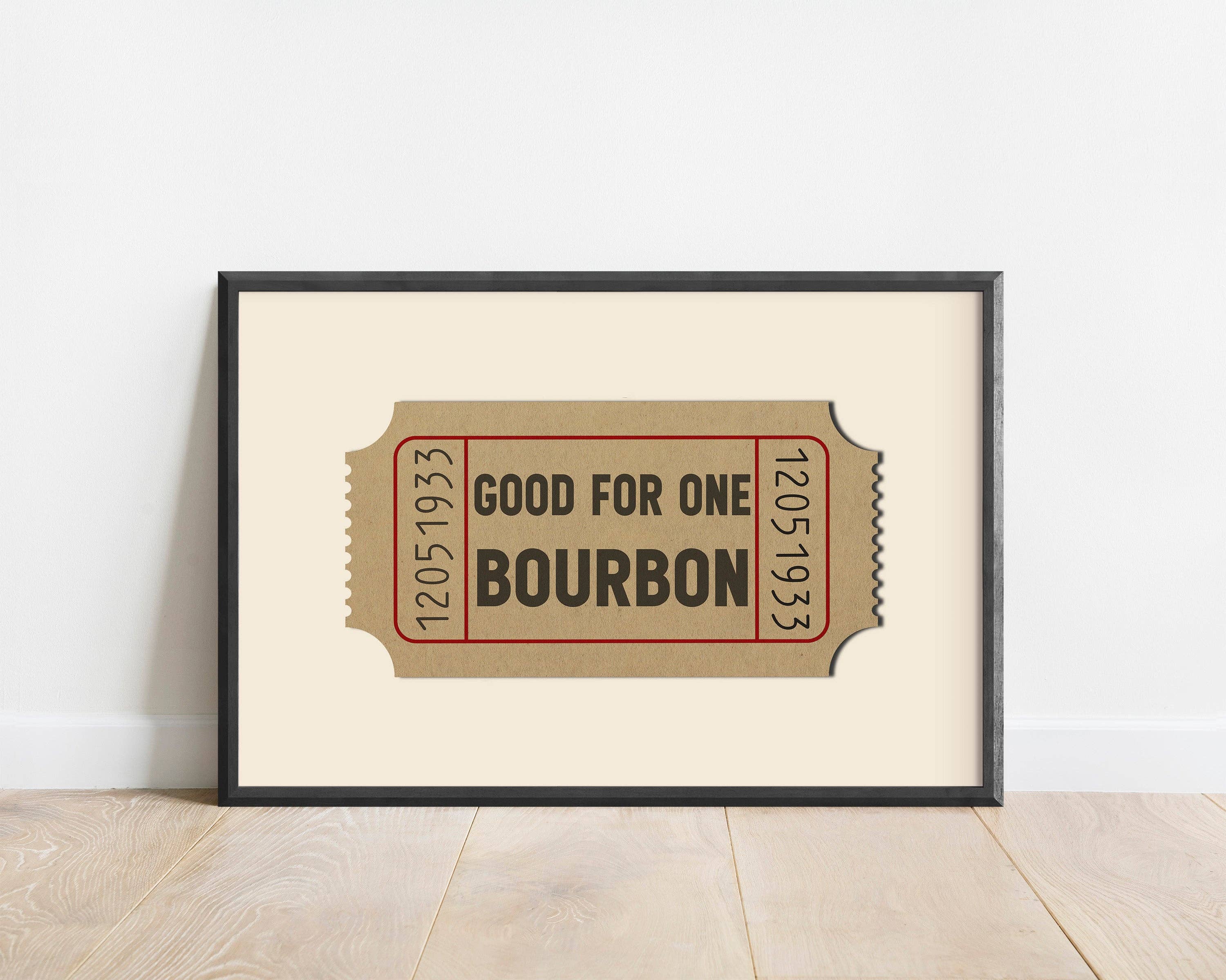 Tejas Country Club - Wholesale Art Print - Good For One Bourbon Ticket Stub Art Print2