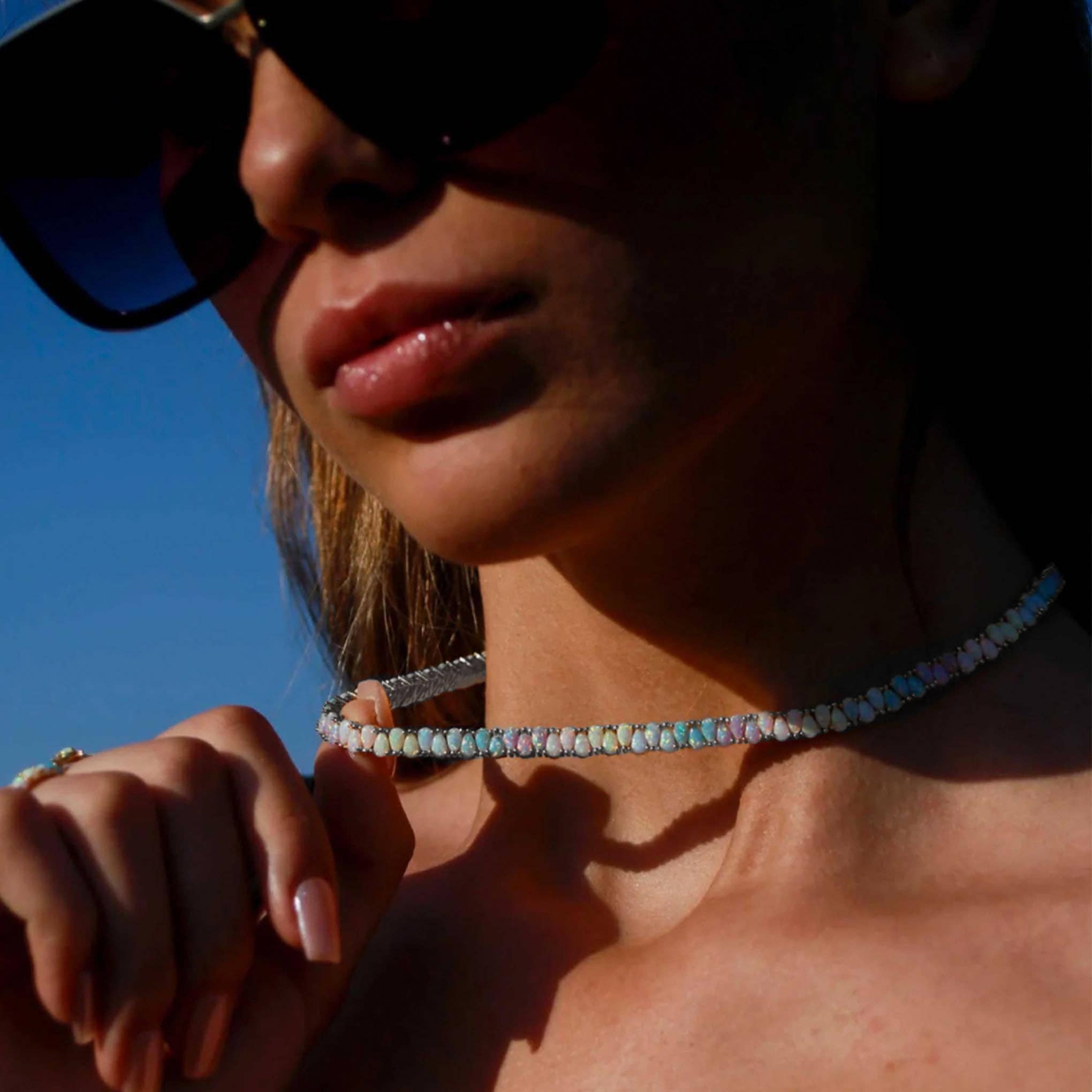 La Kaiser - Wholesale Link & Chain Necklace - Silver Opal Dancing Dreams Tennis Necklace1