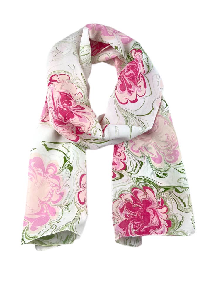 Pañuelo de seda jaspeado hecho a mano para venta al por mayor de Blue Ivy Marbling