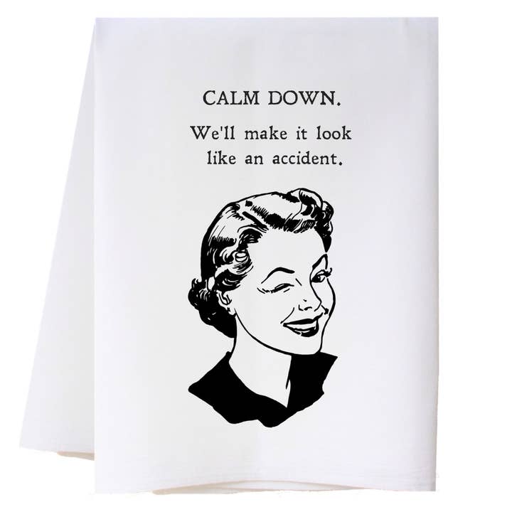 Calm Down Kitchen Towel for wholesale by Cora & Pate