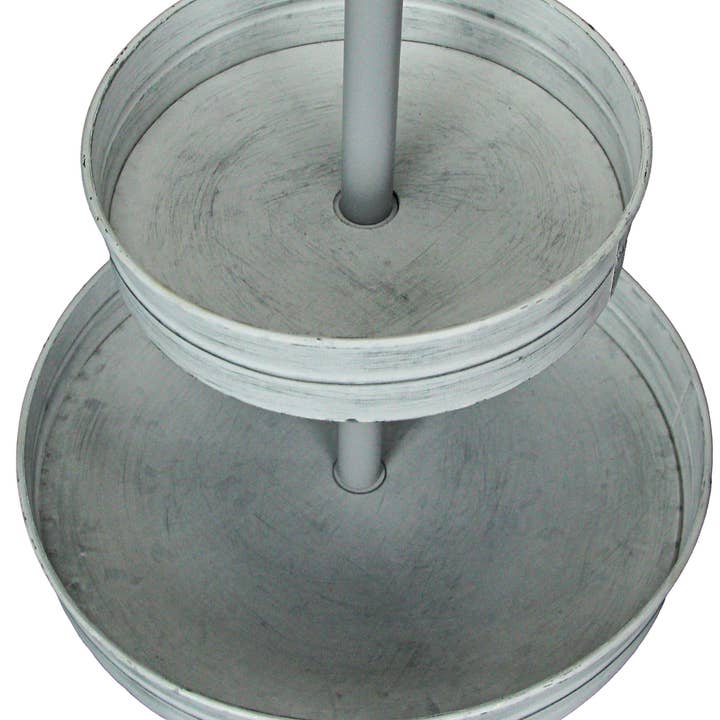 Zeckos - Wholesale Serving tray - Distressed White Metal Round 2 Tier Farmhouse Serving Stand9