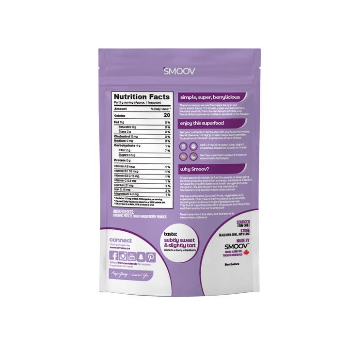 SMOOV - Wholesale Protein/Superfood Powder - Organic Freeze Dried Maqui Berry Powder