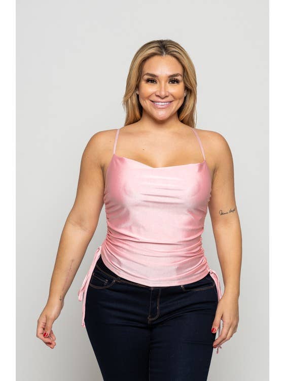 Curve Market – wholesale Camisole – Women′s – PLUS SIZE COWL NECK SIDE RUCHED CROP CAMI