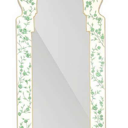 The Enchanted Home - Wholesale Wall Mirror - Green and Ivory Narrow Cherry Blossom Mirror
