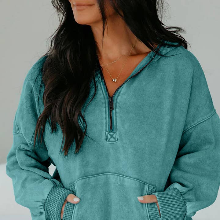 Canton Half Zip Kangaroo Pocket Mineral Wash Baggy Hoodie and other Purchase Wholesale canton flowers. Free Returns & Net 60 Terms on Faire trending on Faire.