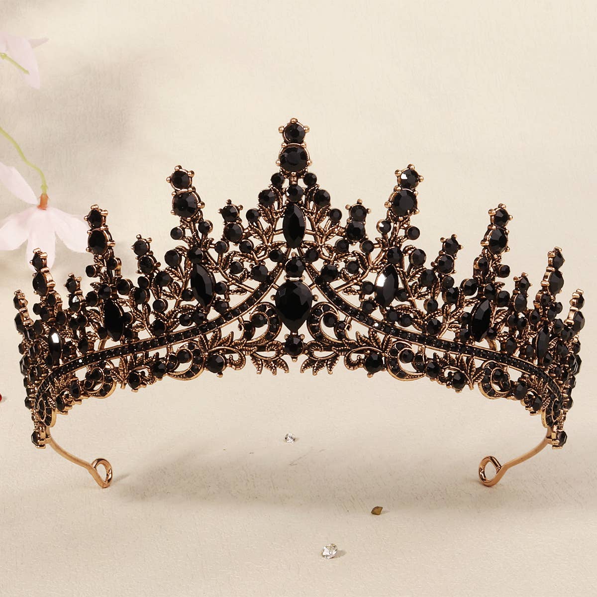 ✧tiara✧ Wholesale Obsidian Tiara Rhinestone Alloy Headdress Black Crown