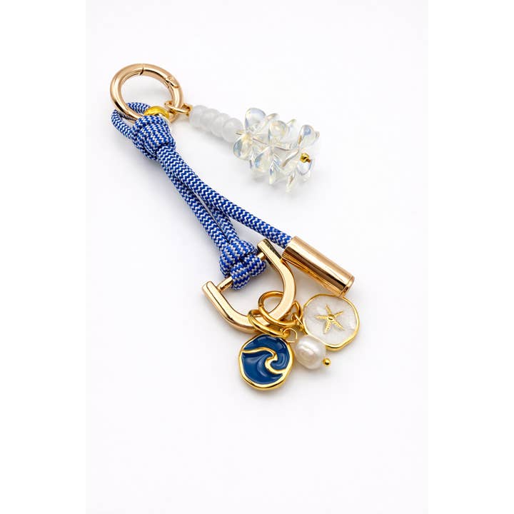 Leo & Lei - Wholesale Purse/Bag Accessory - Women's - Leo Charm – Bag & Accessory Charm (Blue and White, Plumeria)2