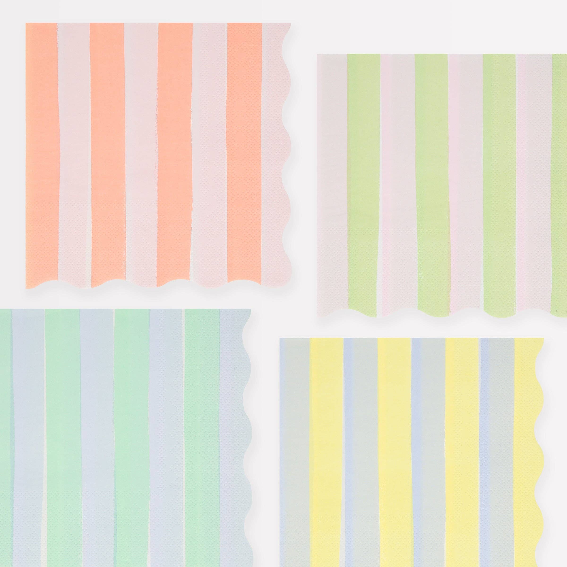 Meri Meri – wholesale Disposable napkin – Pastel Stripe Large Napkins0