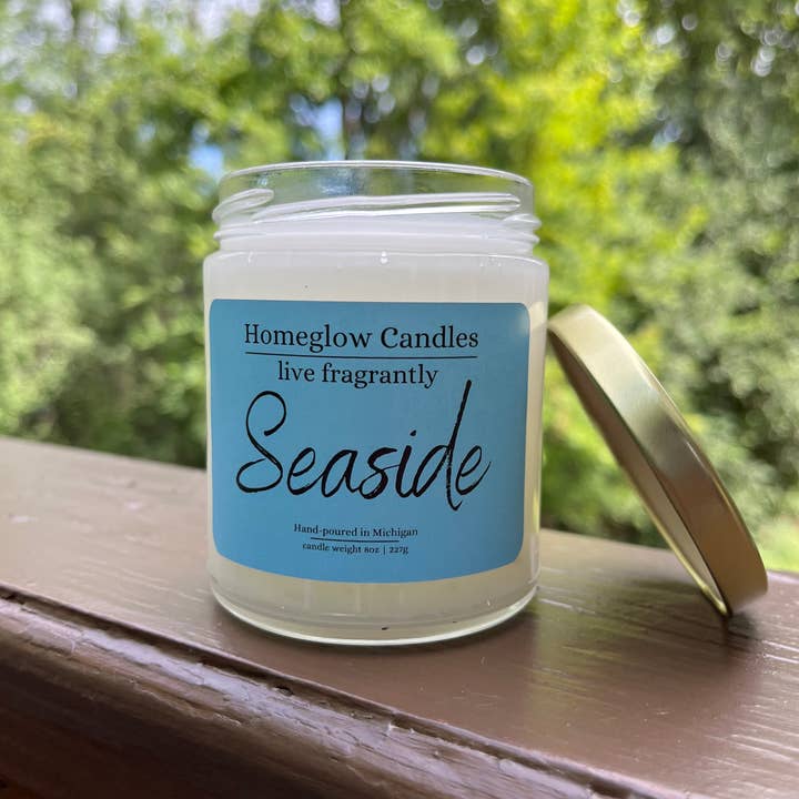 Beira-mar - 8oz. Vela de Frasco de Vidro por atacado de Homeglow Candles