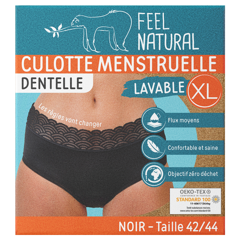 FRENCH TENDANCE - Wholesale Period Underwear - Women's - Washable and reusable lace menstrual panties BLACK4