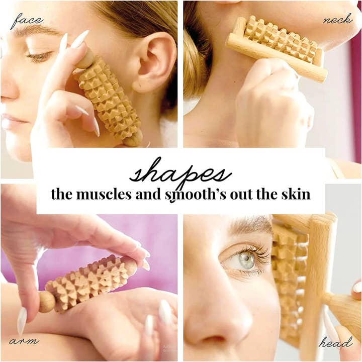 Tuuli GmbH - Wholesale Body Massager - Set of 2 Massage Roller Tool Massager Maderotherapy Wooden F7