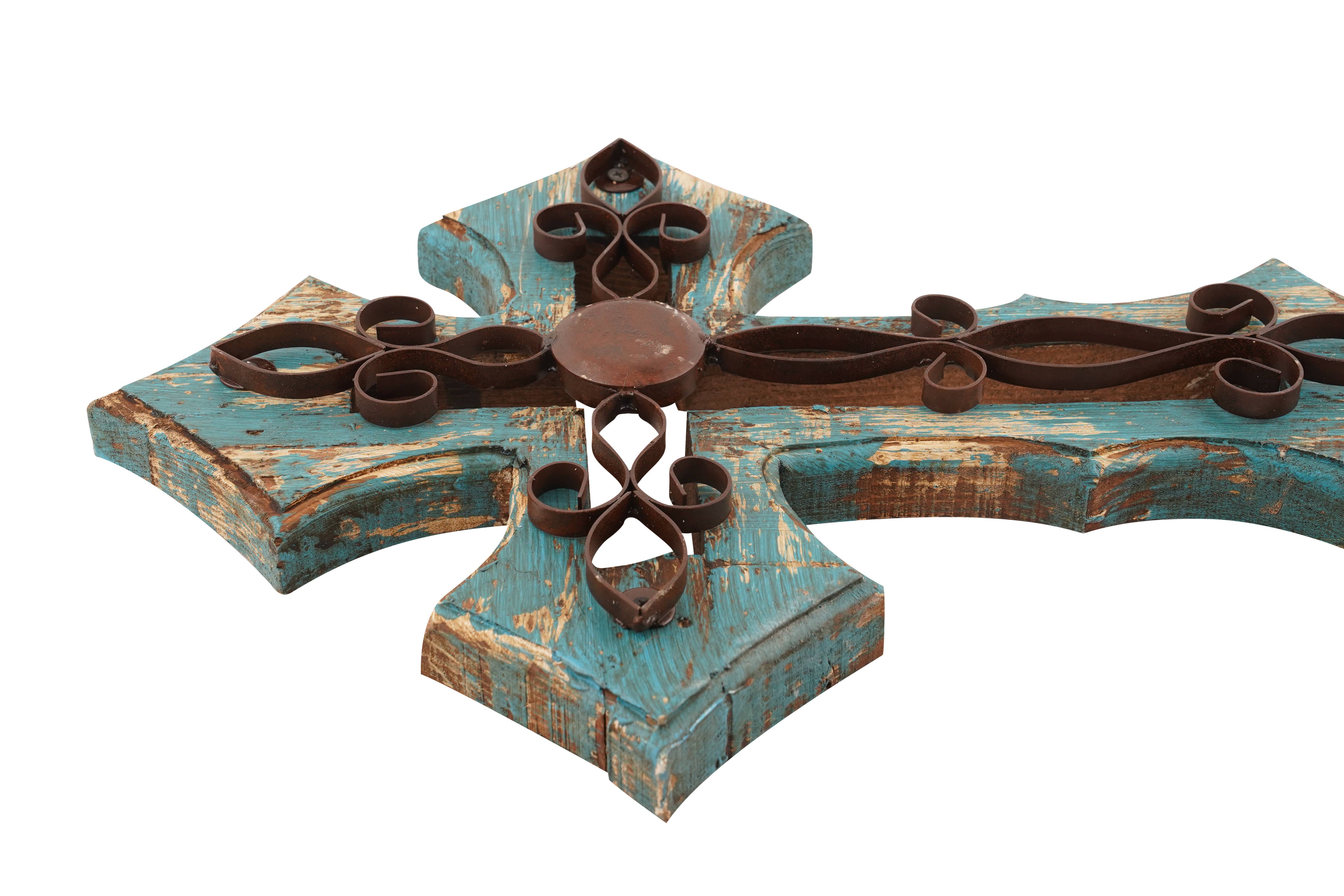 My Amigos Imports - Vendita all'ingrosso Crocifissi - Laredo, croce da parete in legno, stile folk messicano, realizzata a mano, 14 x 194