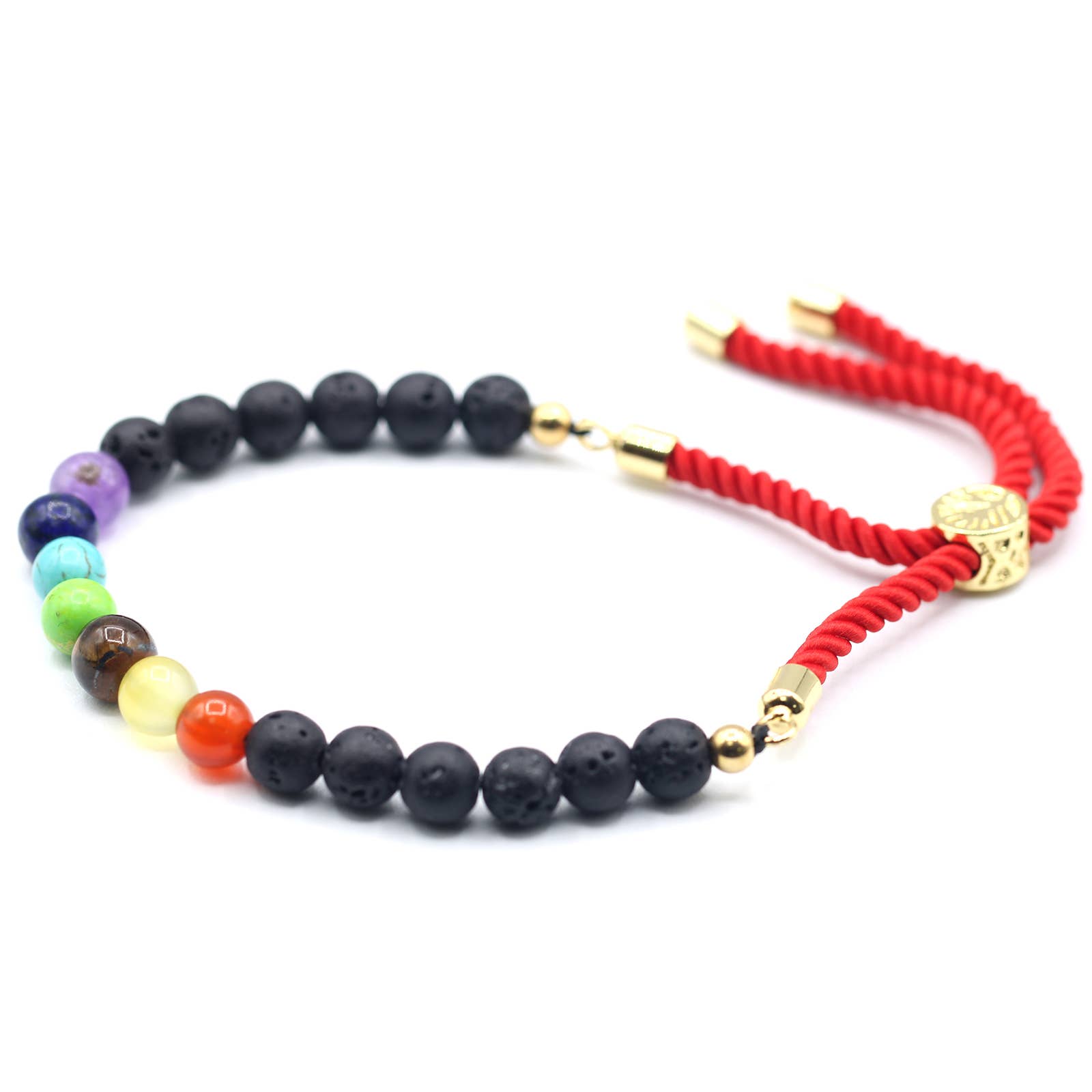 AWGifts Europe - Wholesale Beaded Bracelet - 18K Gold Plated Gemstone Royal String Bracelet - Lava Stone1