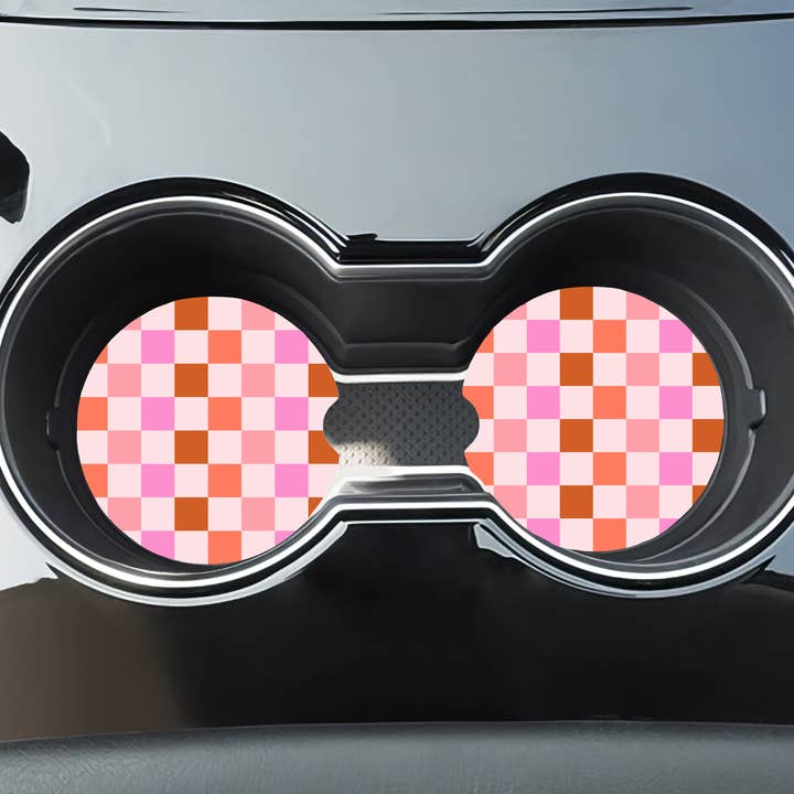 Rosa och solbrun rutig bilunderläggssats för wholesale av Honey Designs