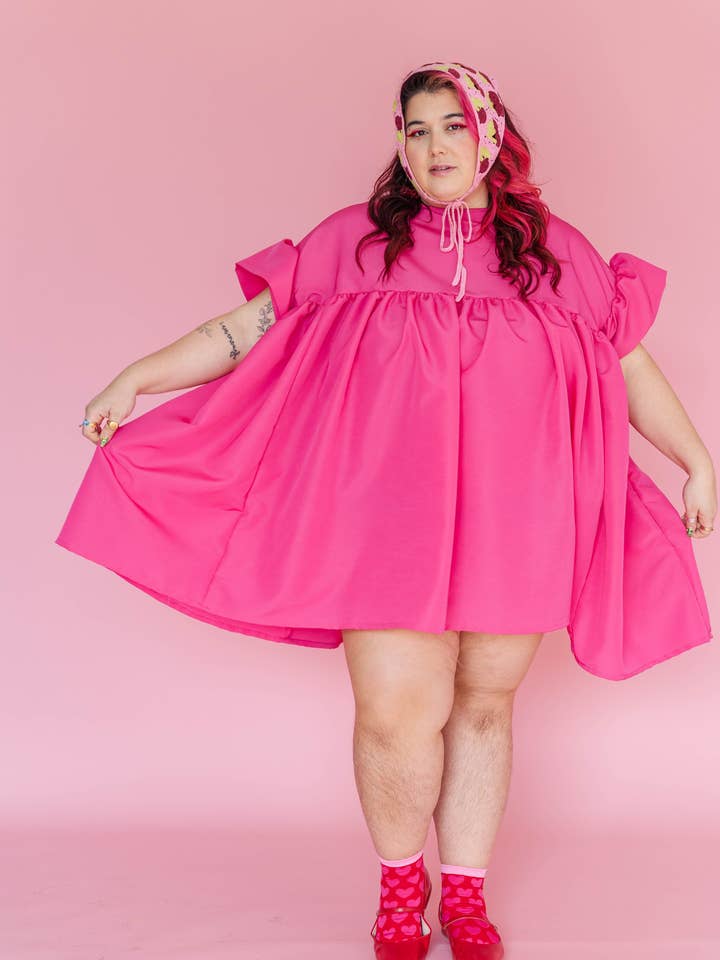 Nettle Studios - Wholesale Dress - Women's - Hot Pink Mini Mushroom Dress - Size Inclusive2
