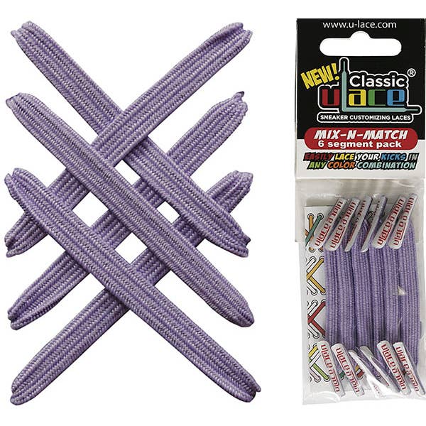 U-Lace Classic - No-Tie Laces - 6-Lace Pack - Lavender for wholesale by U-Lace No-Tie Sneaker Laces