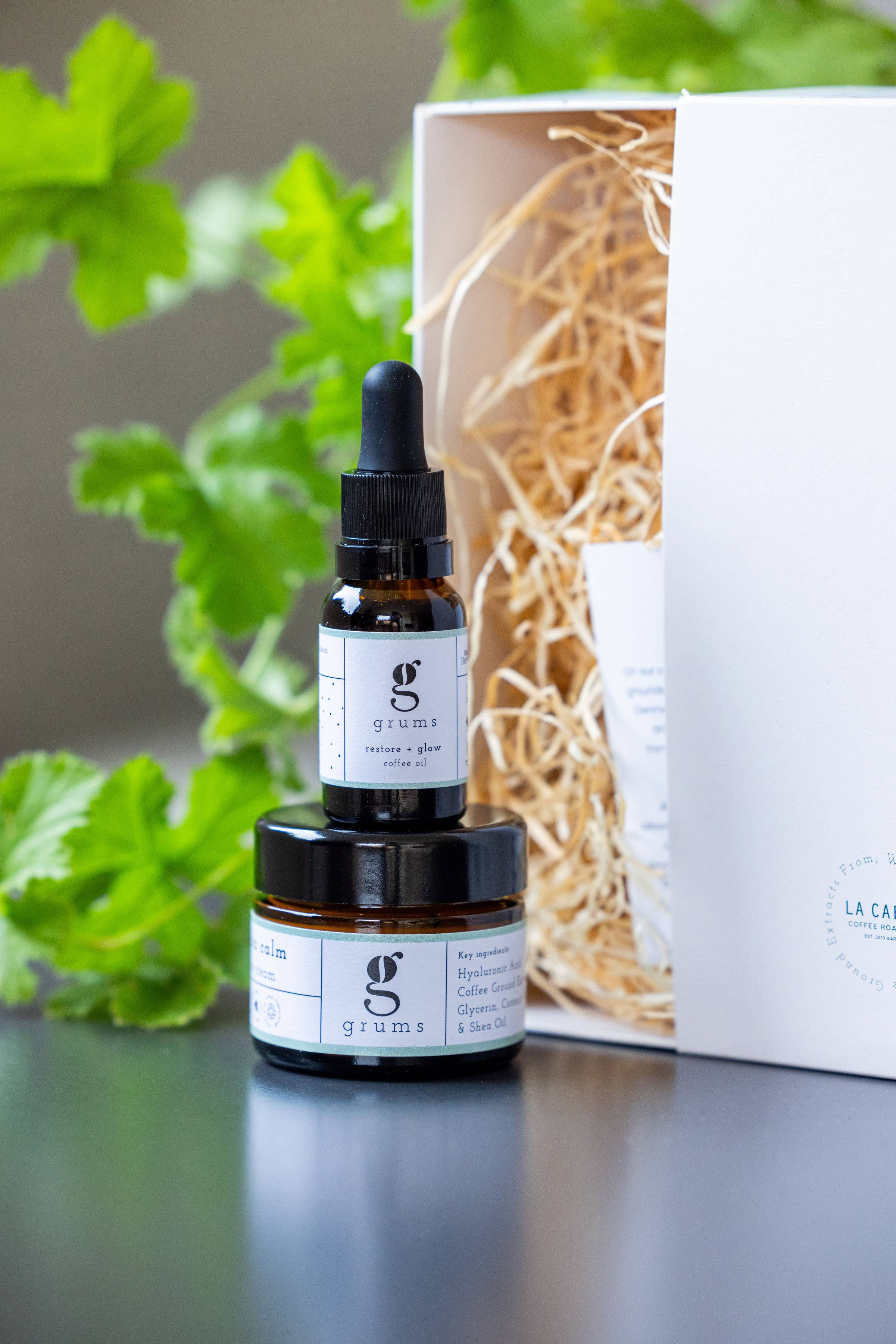 grums - Wholesale Facial Care Set/Kit - The Hydra Glow Kit – Hydrating Coffee Cream & Oil Gift Set3