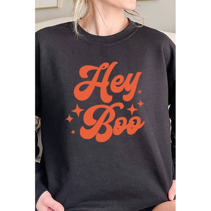 Select Apparel - Wholesale Graphic Sweatshirt - Women's - Hey Boo Halloween Fall Graphic Sweatshirt