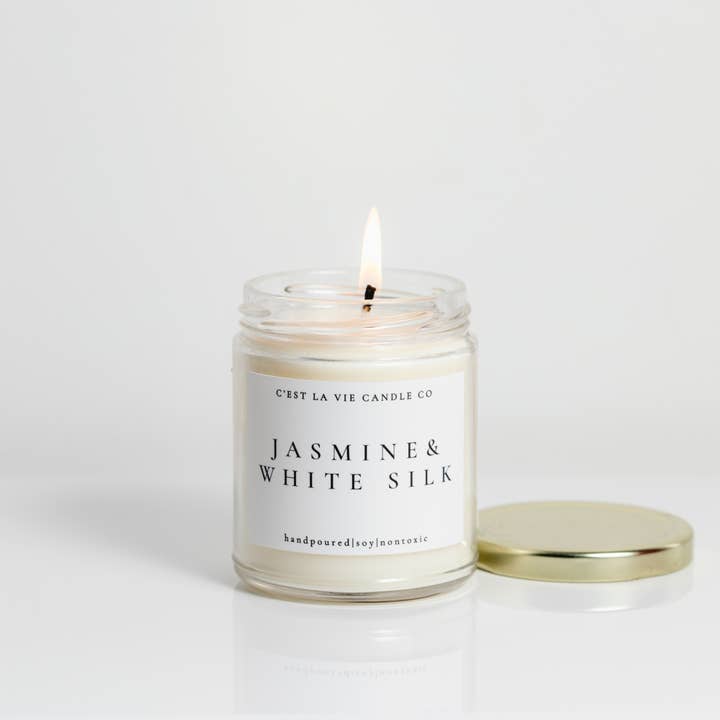Vela de soja de jasmim e seda branca | Minimalista por atacado de C’est La Vie Candle Co