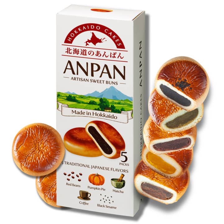 Hokkaido Anpan Variety Pack (5 Flavors) for wholesale by Aki Foods Japan