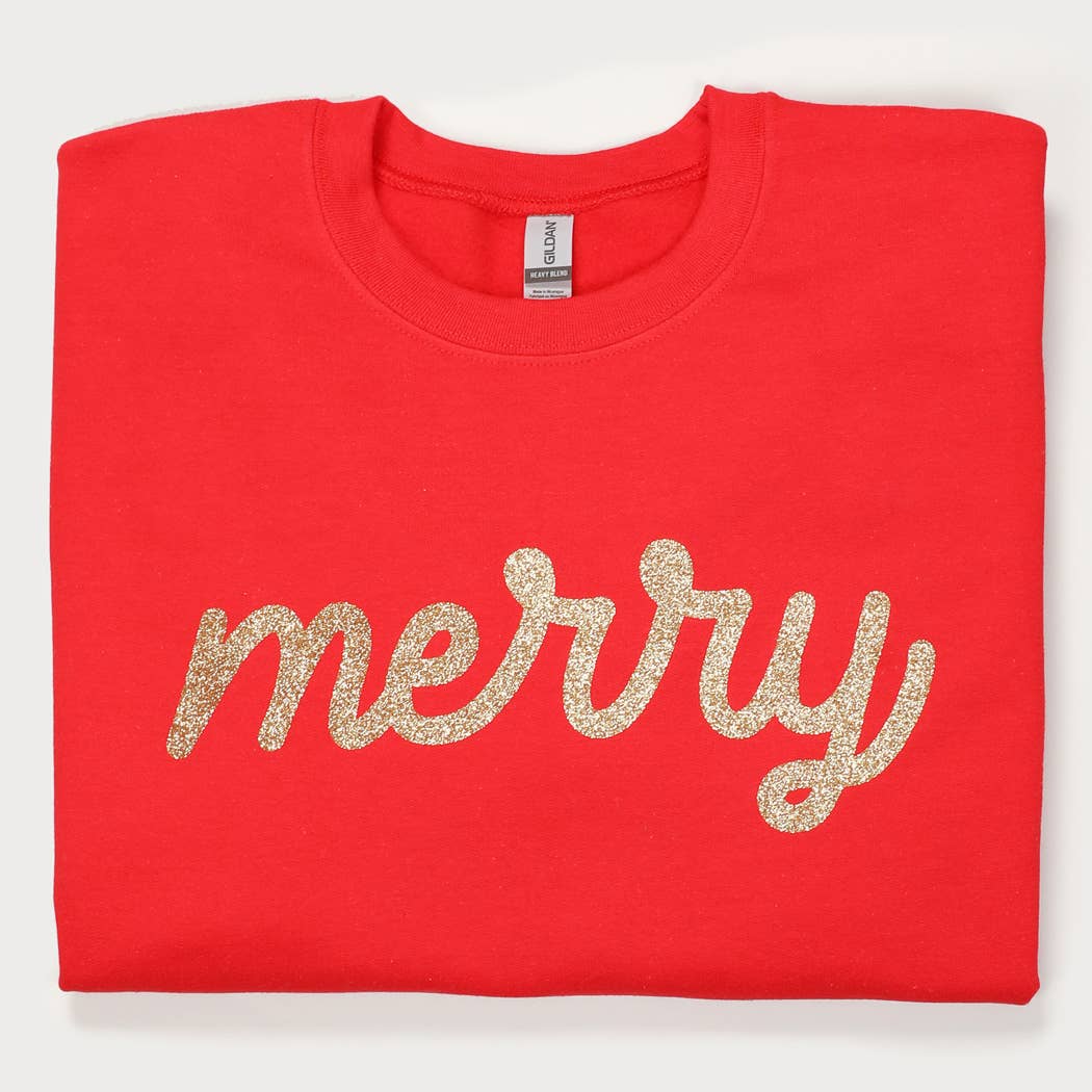 Fashion City - Vendita all'ingrosso Felpa - Donna - Camicia in pile con logo glitterato Merry Typography2