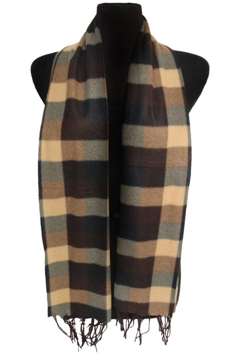 ASSORTITI Sciarpa avvolgente oblunga con bordo a frange in morbido pile scozzese in vendita all'ingrosso su Faire6