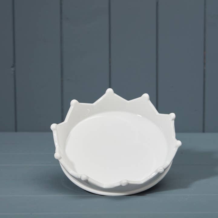 White Ceramic Crown Tray for wholesale by Satchville