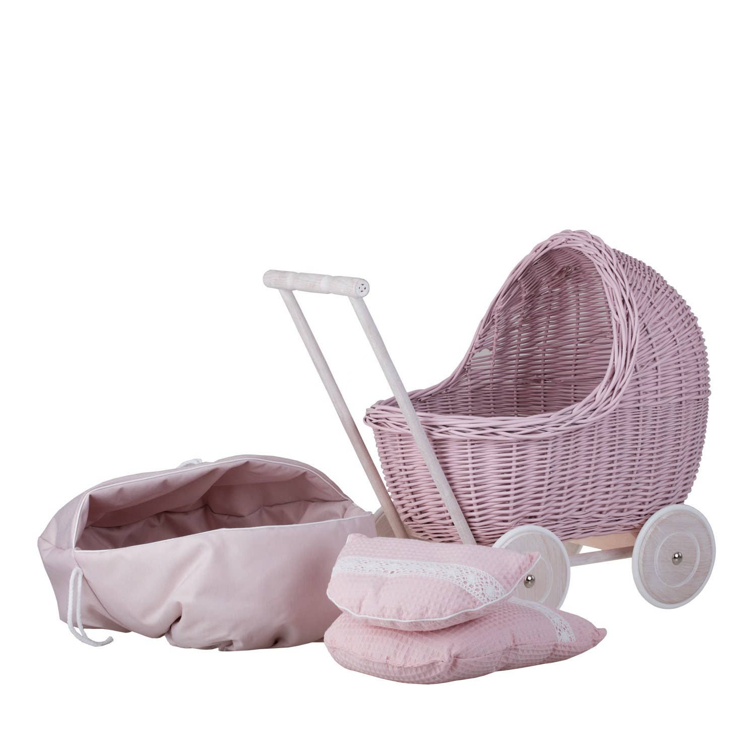 The Wicker Stories – wholesale Doll pram – Kids – Wicker Baby Painted Carriage, Wicker Doll Stroller5