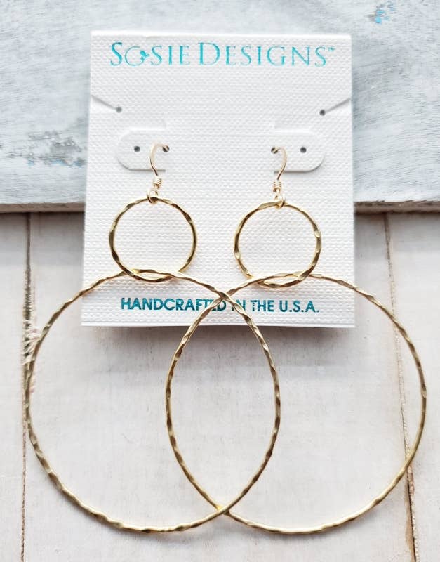 Sosie Designs - Wholesale Dangle Earrings - Gold Large Hammered Circle Earrings2