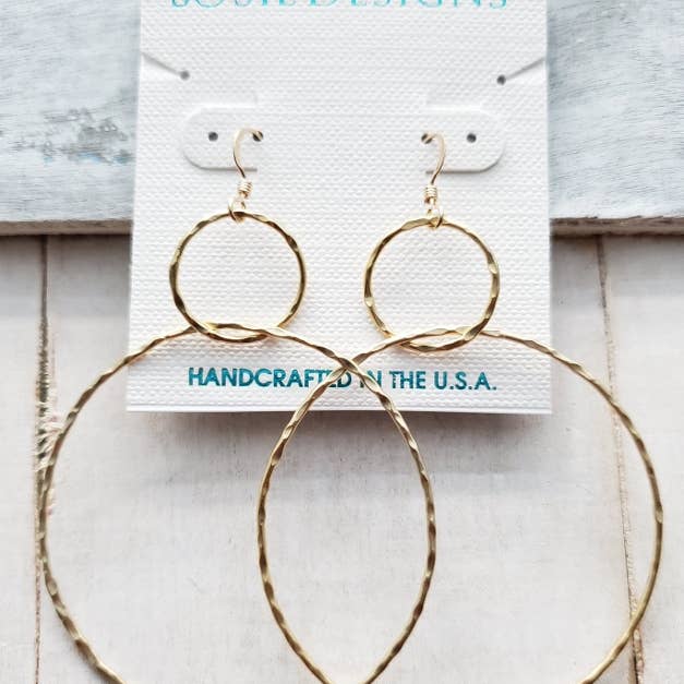 Sosie Designs - Wholesale Dangle Earrings - Gold Large Hammered Circle Earrings2