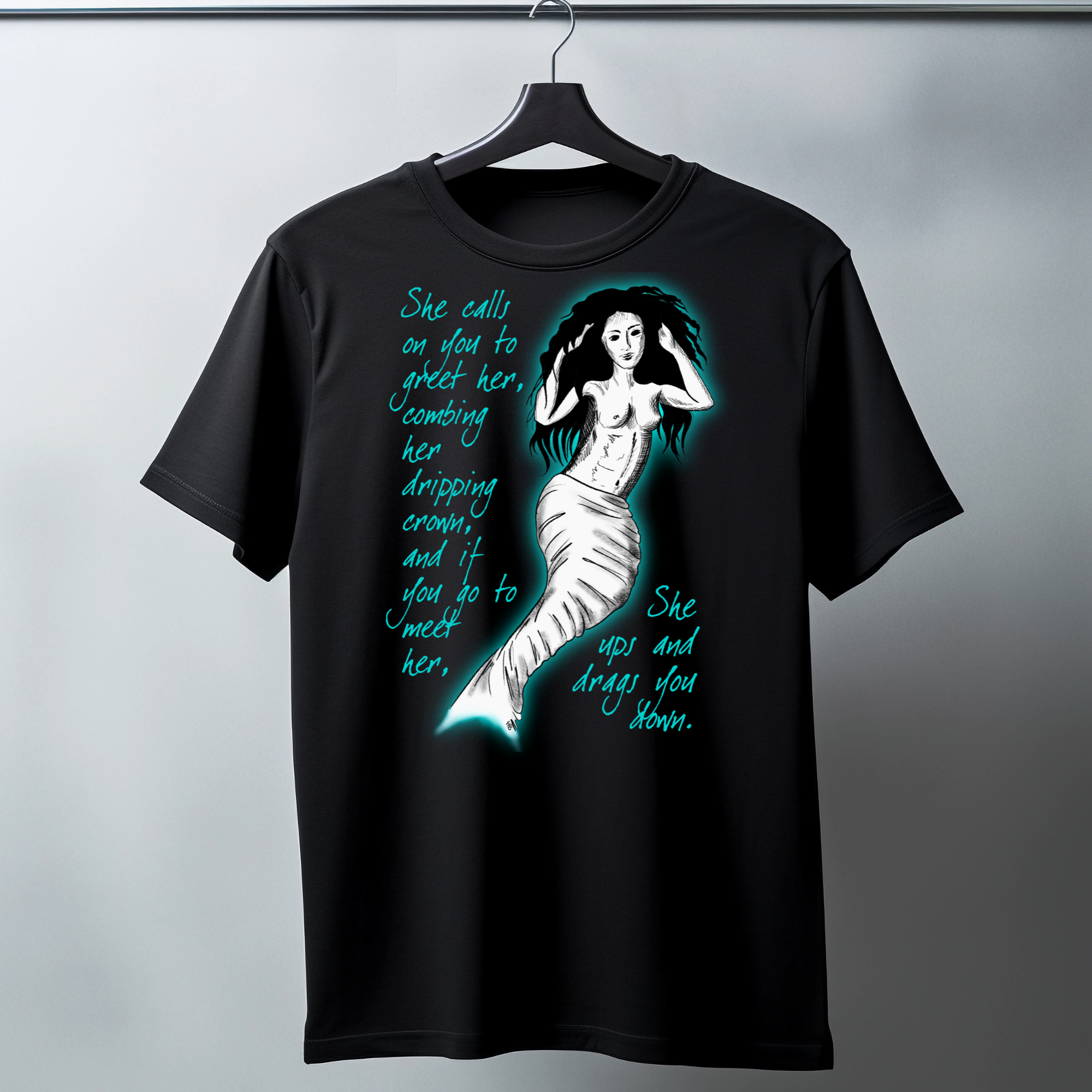 Hannah Kate Makes - Wholesale T-Shirt (Graphic) - Unisex - Mermaid T-shirt - Black - 100% Cotton - Regular/Fitted5