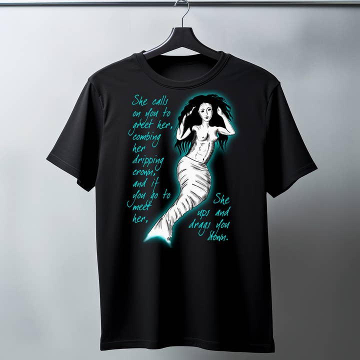 Hannah Kate Makes - Wholesale T-Shirt (Graphic) - Unisex - Mermaid T-shirt - Black - 100% Cotton - Regular/Fitted5