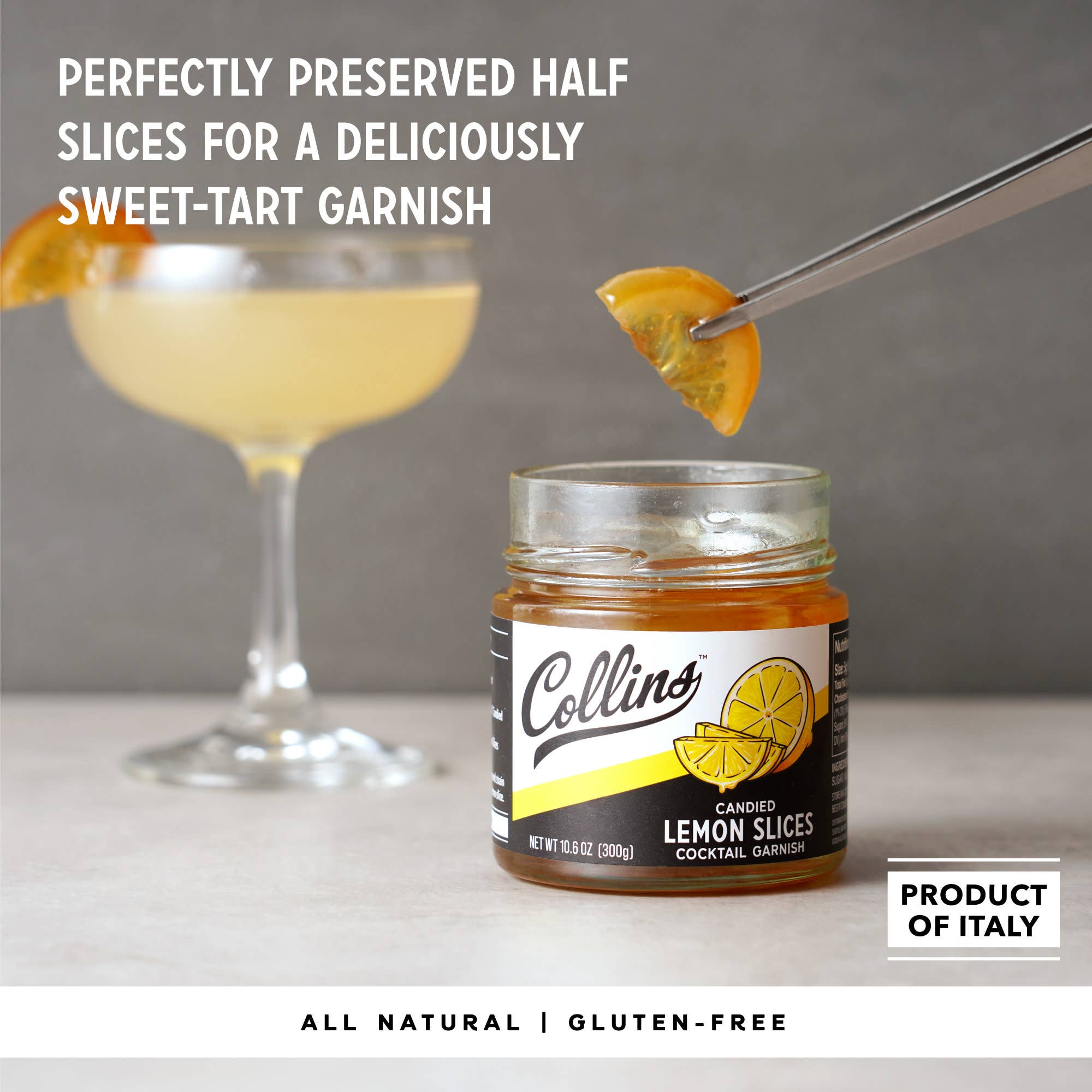 Collins - Wholesale Cocktail Mix/Syrup - Candied Lemon Slices in Syrup 10.6 oz1
