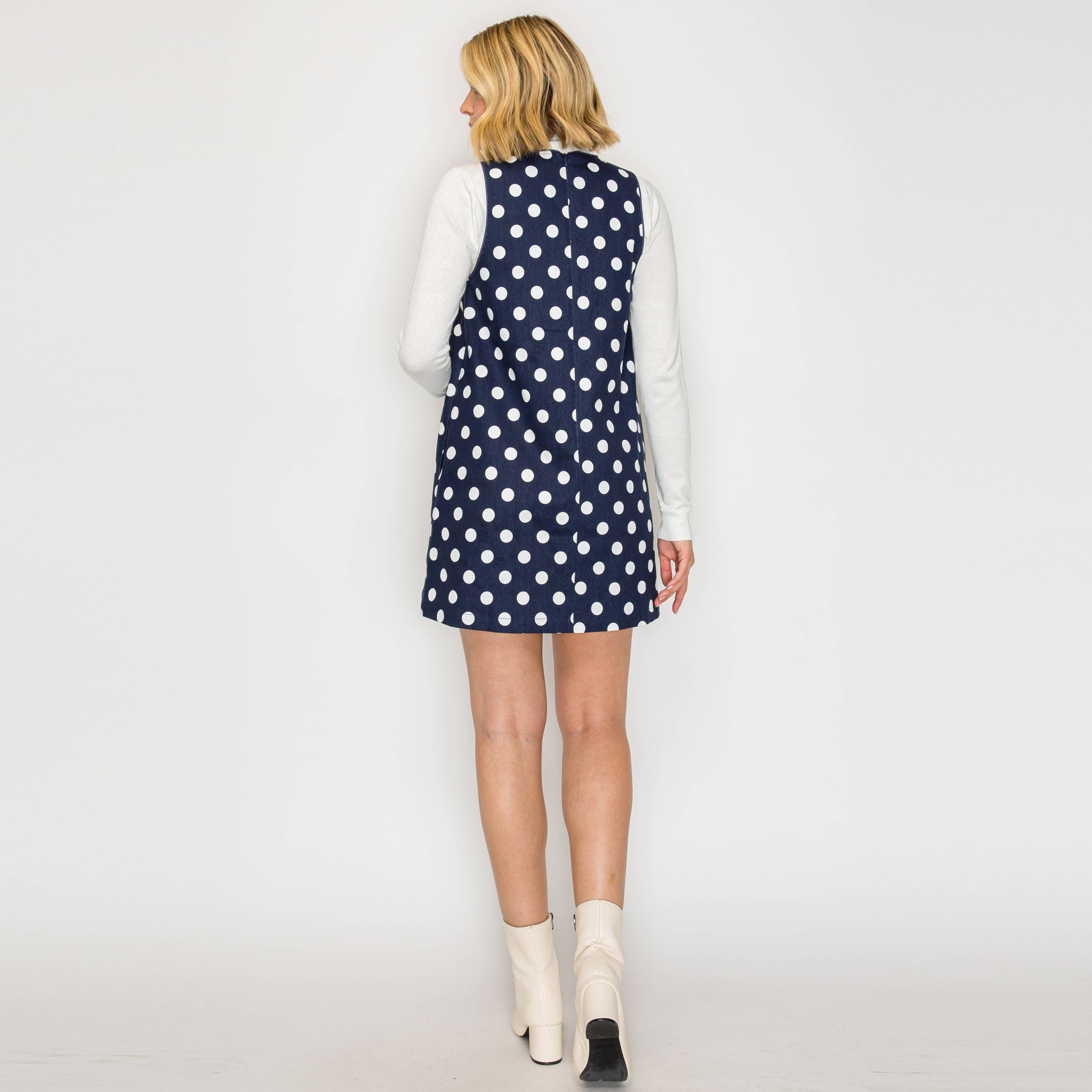 LoveWednesday - Wholesale Dress - Women's - I LOVE POLKA DOTS Navy Mini Dress - LWD31906