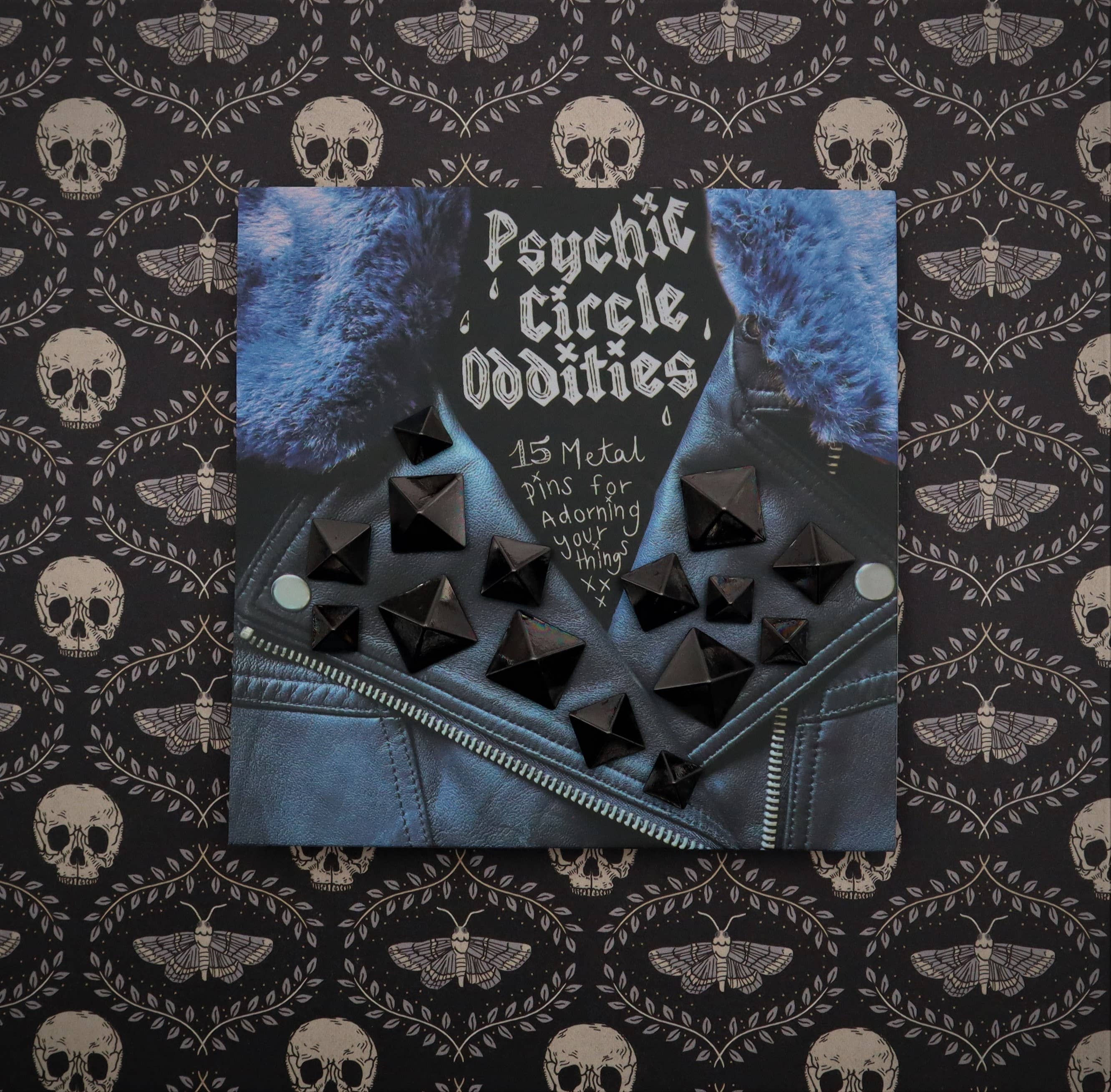 Psychic circle oddities - Wholesale Brooch - Black colored metal pyramid stud pin set- 15 pieces! Great g1