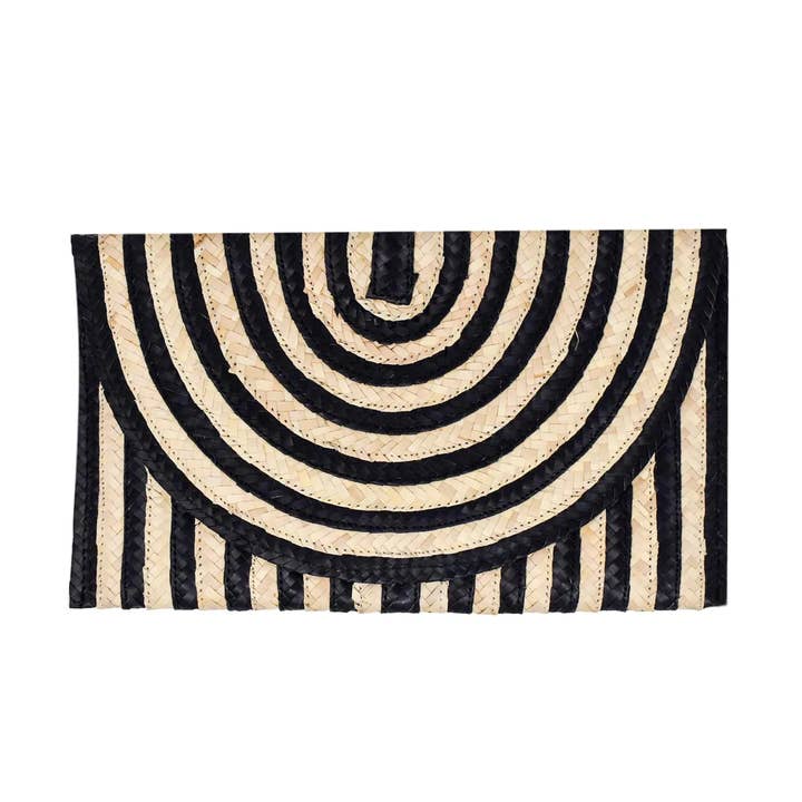 Rattan Clutch Wallet Handbag - Black Strip for wholesale by Seven Island