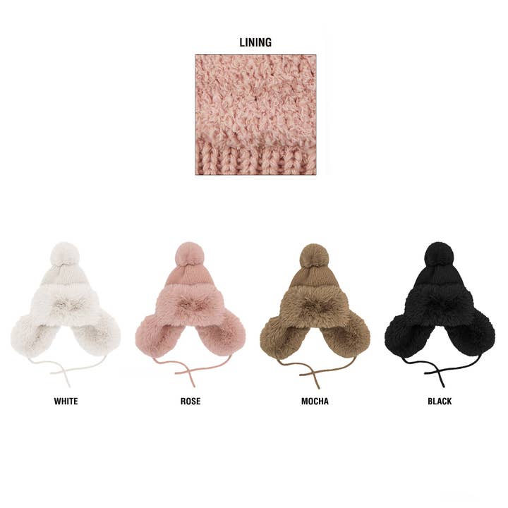 Truly Contagious – wholesale Mössa - Barn – CC Trapper/Bomberhatt för barn med fuskpäls TRE00015