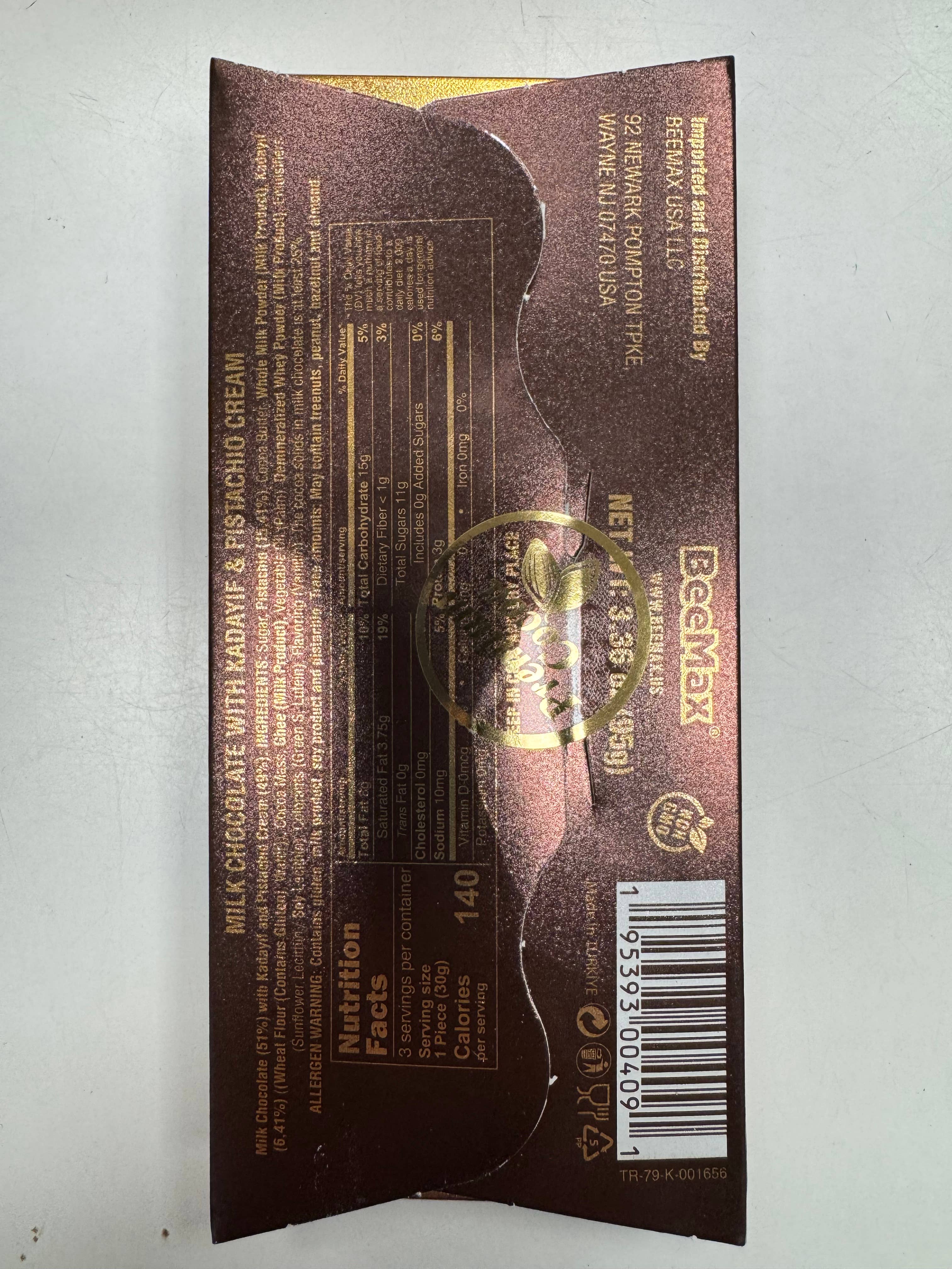 Beemax - Wholesale Chocolate Bar - Beemax Dubai Chocolate ( 3.36oz / 95 grams )4