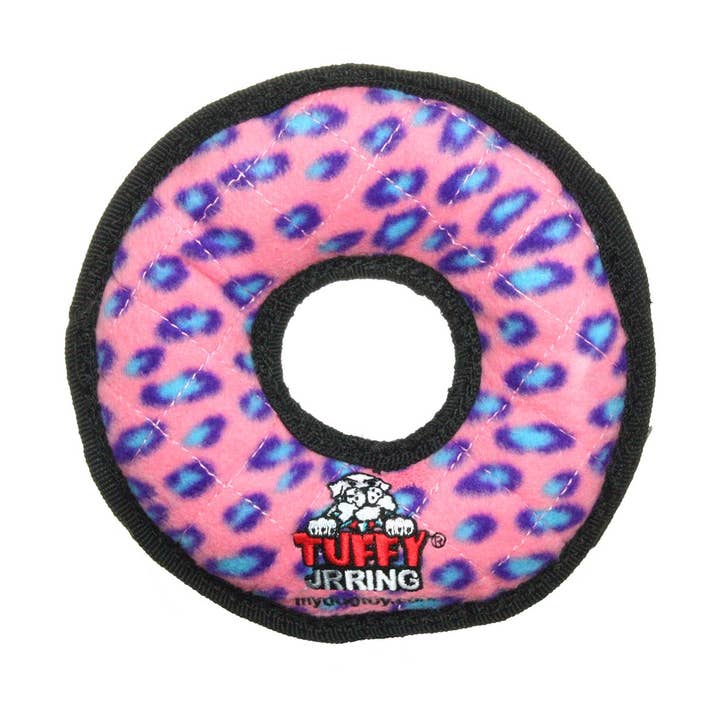 Tuffy Jr Ring - Pink Leopard, Holdbar, Knirkende Hund Legetøj for engroshandel hos Tuffy Dog Toys - VIP Products
