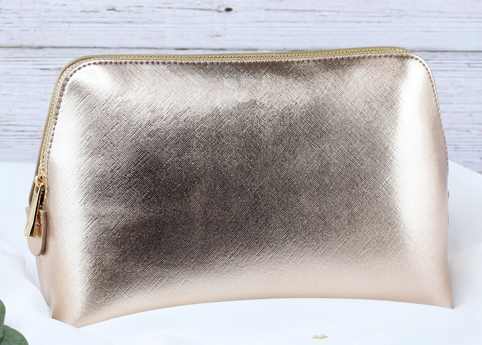 eBuyGB Craft Blanks - Vente Trousses de maquillage/cosmétique - Grande trousse de maquillage zippée en cuir PU Saffiano Fine7