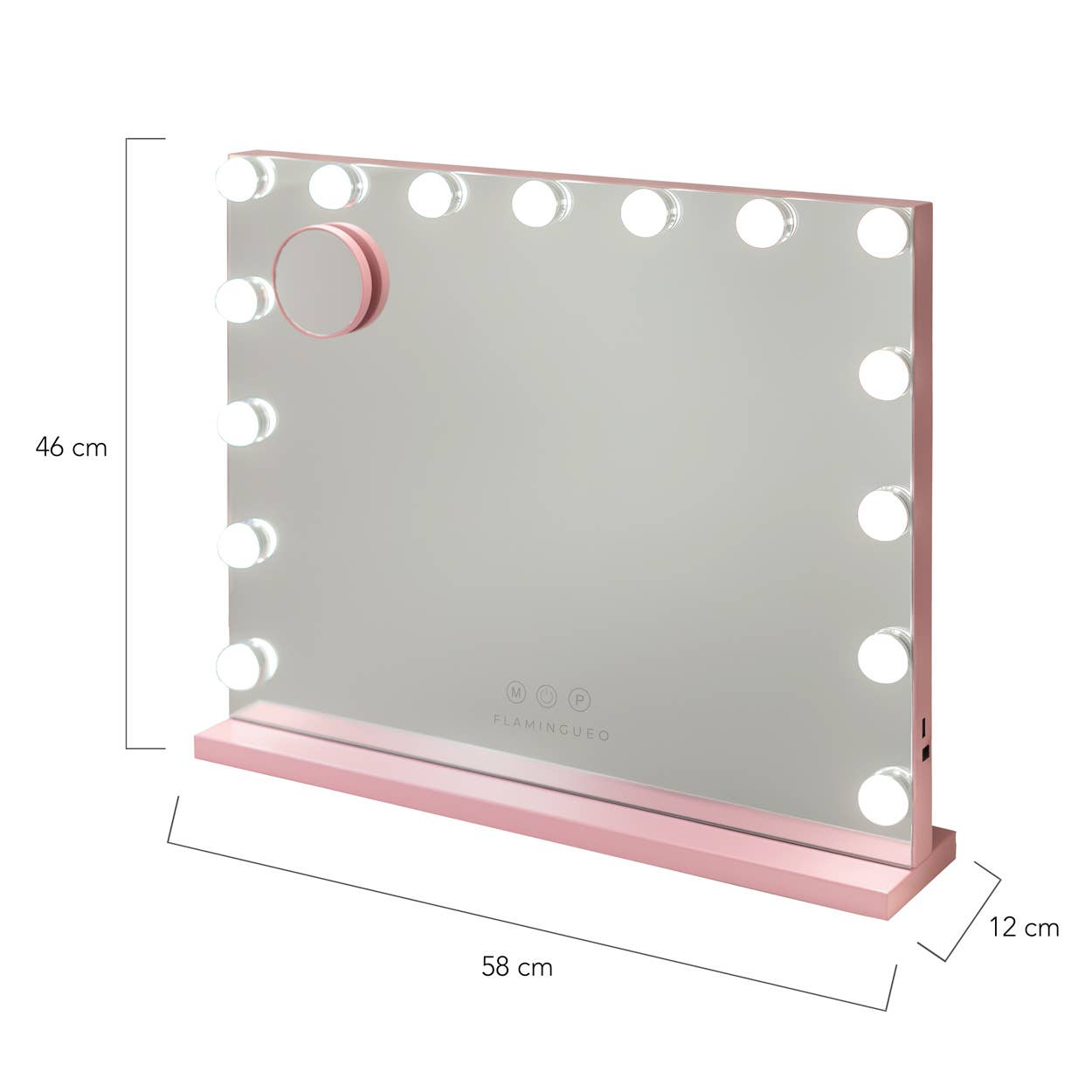 Flamingueo - Wholesale Vanity Mirror - Pink Mirror with 15 Hollywood LED lights,3 light modes 7