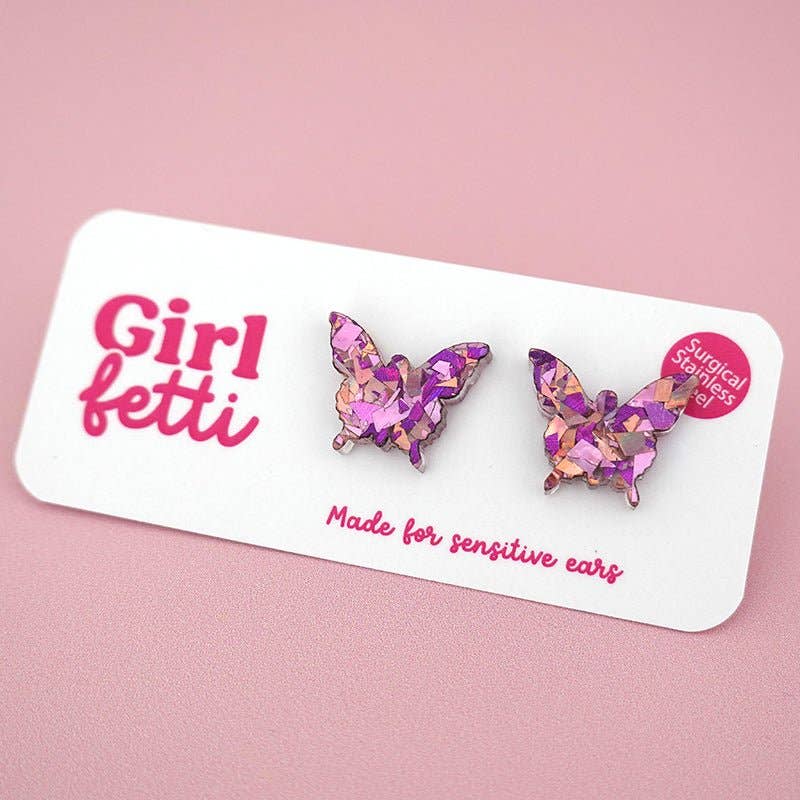 Girlfetti - Wholesale Stud/Post Earrings - Butterfly Acrylic Stud Earrings2