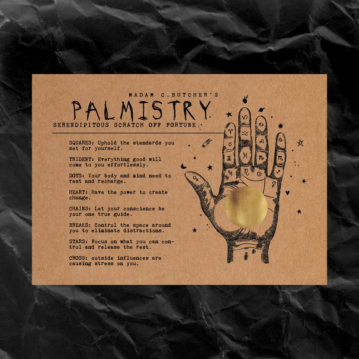 Cosmic Butcher - Wholesale Tarot Cards - "PALMISTRY" Scratch Off Fortune Halloween Witchy Card5