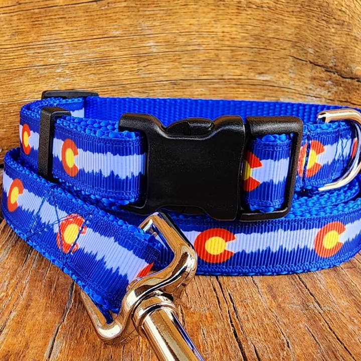 3/4" Blue Colorado Dog Collar, Leash, or Martingale for wholesale by Rocky Mountain Hound