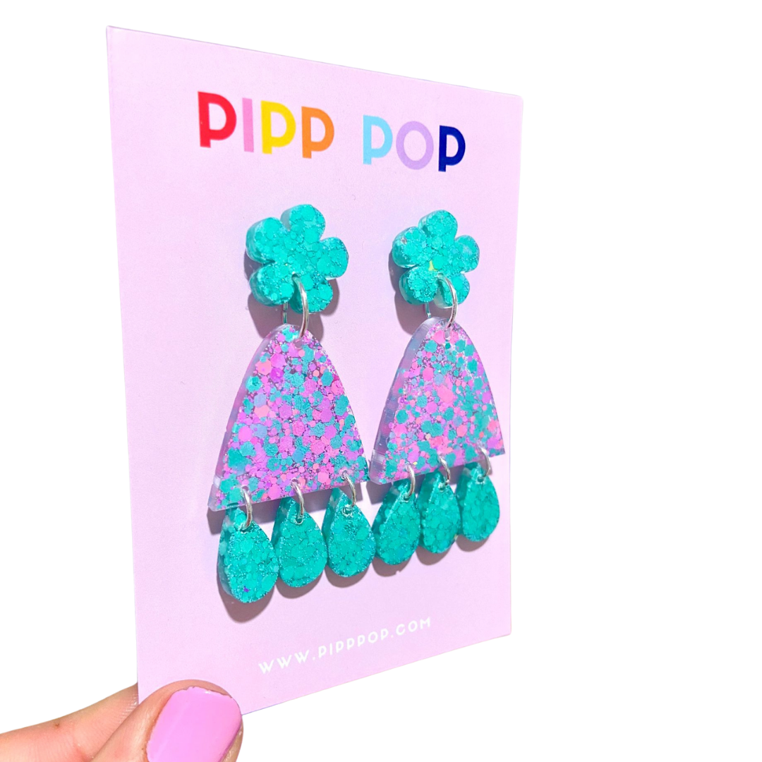 Pipp Pop - Wholesale Dangle Earrings - Suzie Glitter Dangles - Mint To Be - 2 styles available4