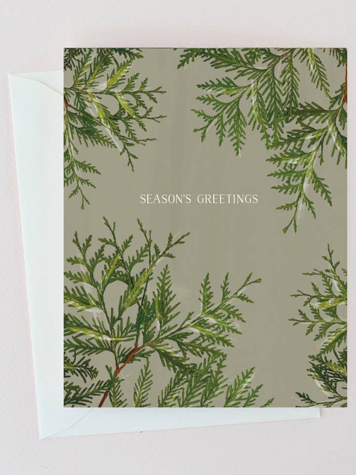 Season's Greetings Christmas Card for wholesale by Gather Goods Co - Cards, Coasters, Tea Towels, Art, Mugs