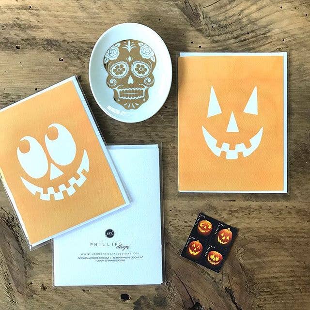 Phillips Designs - Wholesale Halloween Card - Pumpkin Face Card1