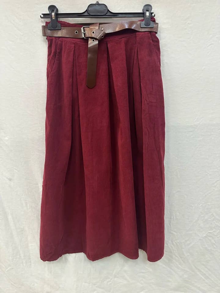 Mimi & Gogo - Wholesale Skirt - Women's - Velvet Skirt With Belt @8855_JuVCeinture6